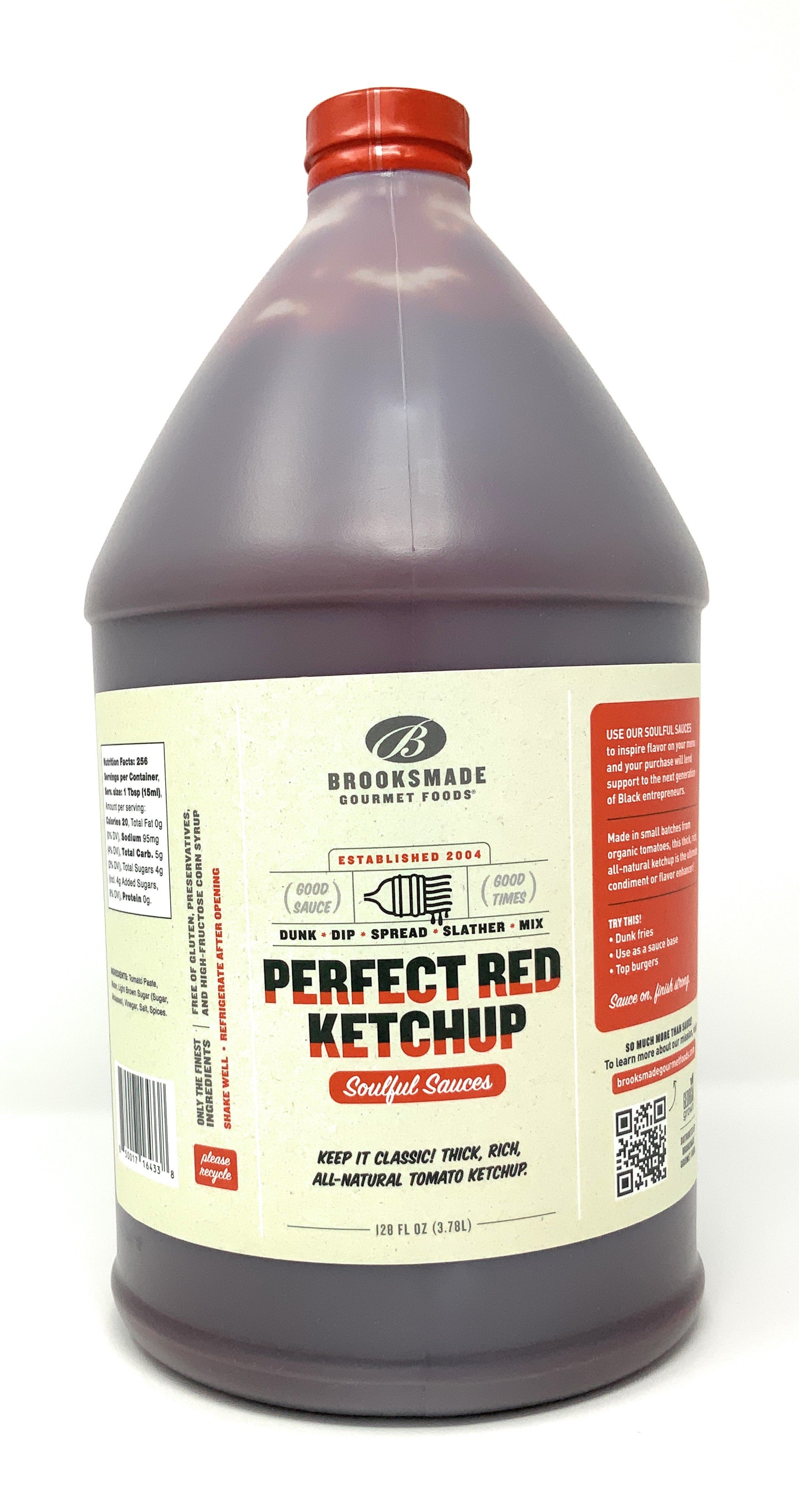 Perfect Red Ketchup, Gluten Free, No High Fructose Corn Syrup All-Natural Ketchup, Made with Organic Tomatoes, 128 oz